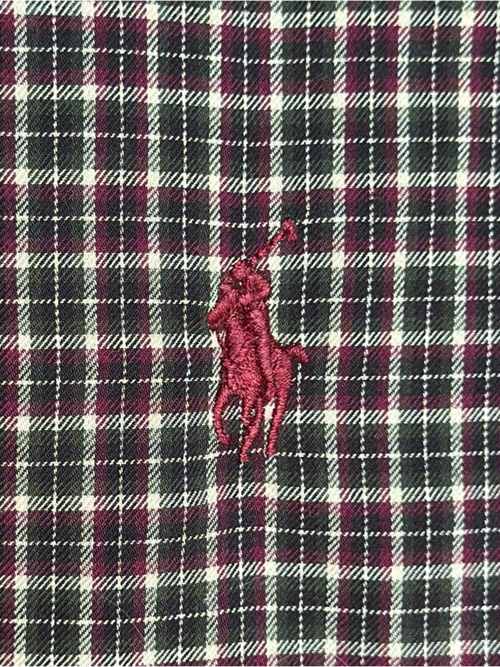 Ralph Lauren Mens L Classic Fit Brown Cream Black Burgundy Red Green Plaid Shirt